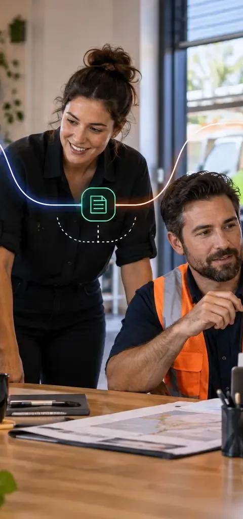 A customer service team reviewing an AI-assisted enquiry workflow.